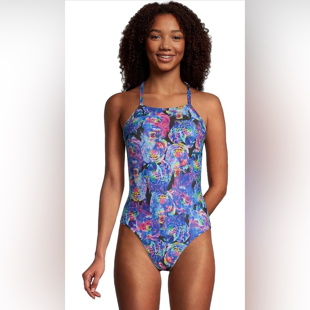 Speedo Women's Swimsuit One Piece Endurance X Back Printed Size 22